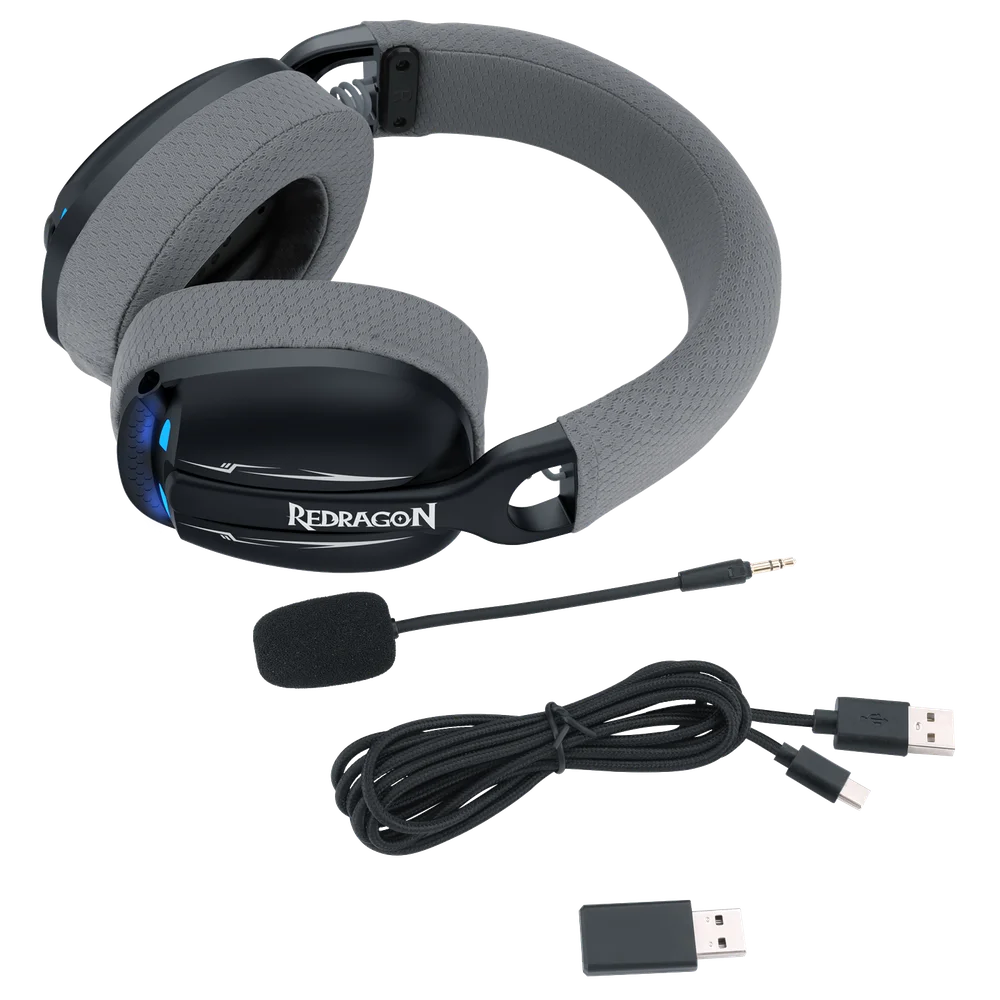 FONE DE OUVIDO HEADSET GAMER SEM FIO REDRAGON SKULD PRO PRETO - Miniatura 3