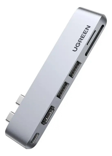 HUB USB-C UGREEN MACBOOK 6-2 THUNDERBOLT 3 (1 USB-C, 2 USB-A 3.0, HDMI 4K/30, TF/SD)
