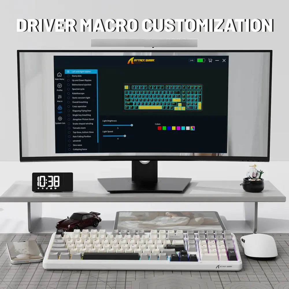TECLADO MECANICO SEM FIO ATTACK SHARK X98  RGB 100%  BRANCO - Miniatura 3